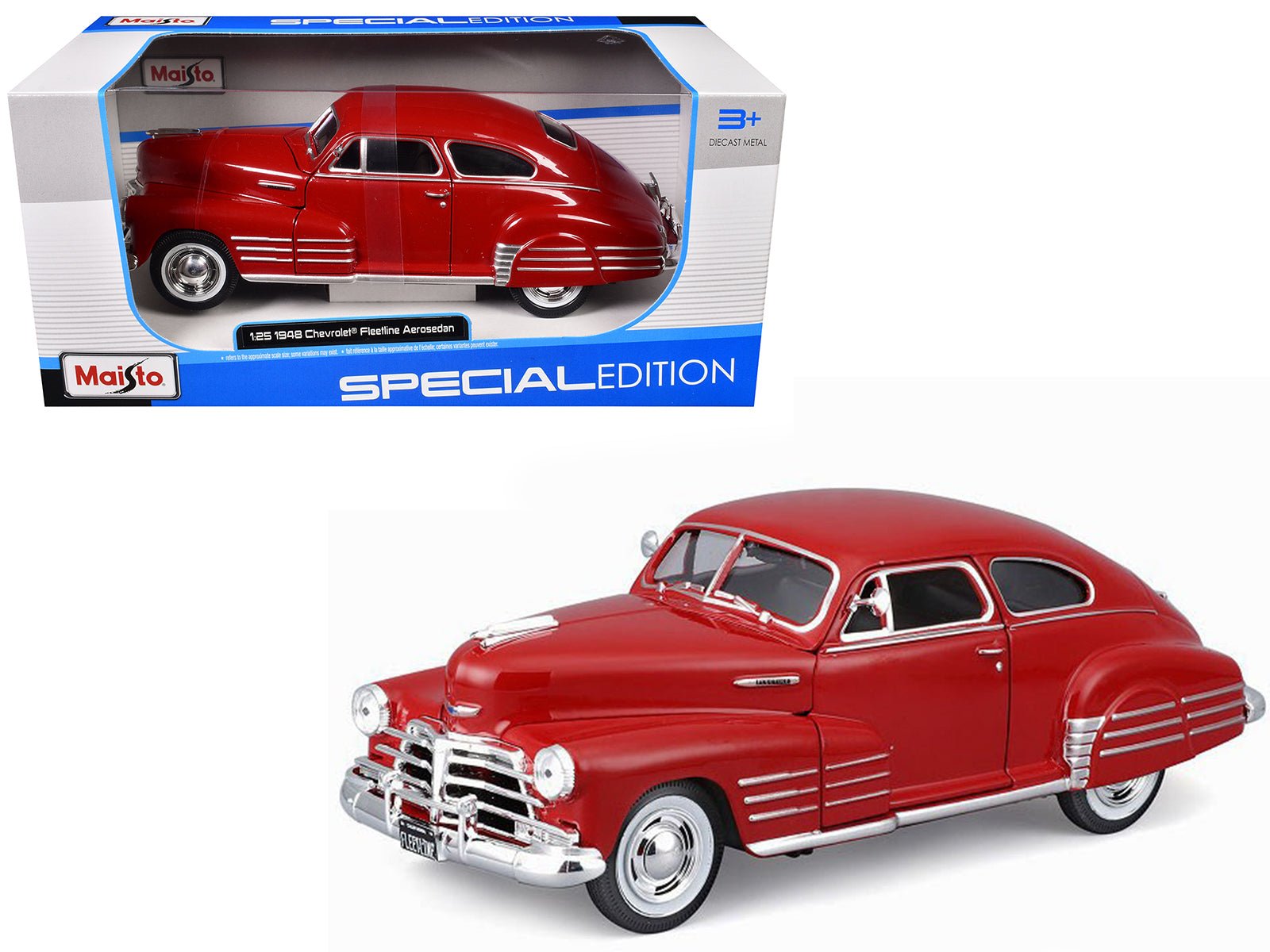 1948 Chevrolet Fleetline Aerosedan Red "Special Edition" Series 1/25 Diecast Model Car by Maisto free shipping USA - Rapid Vehicles