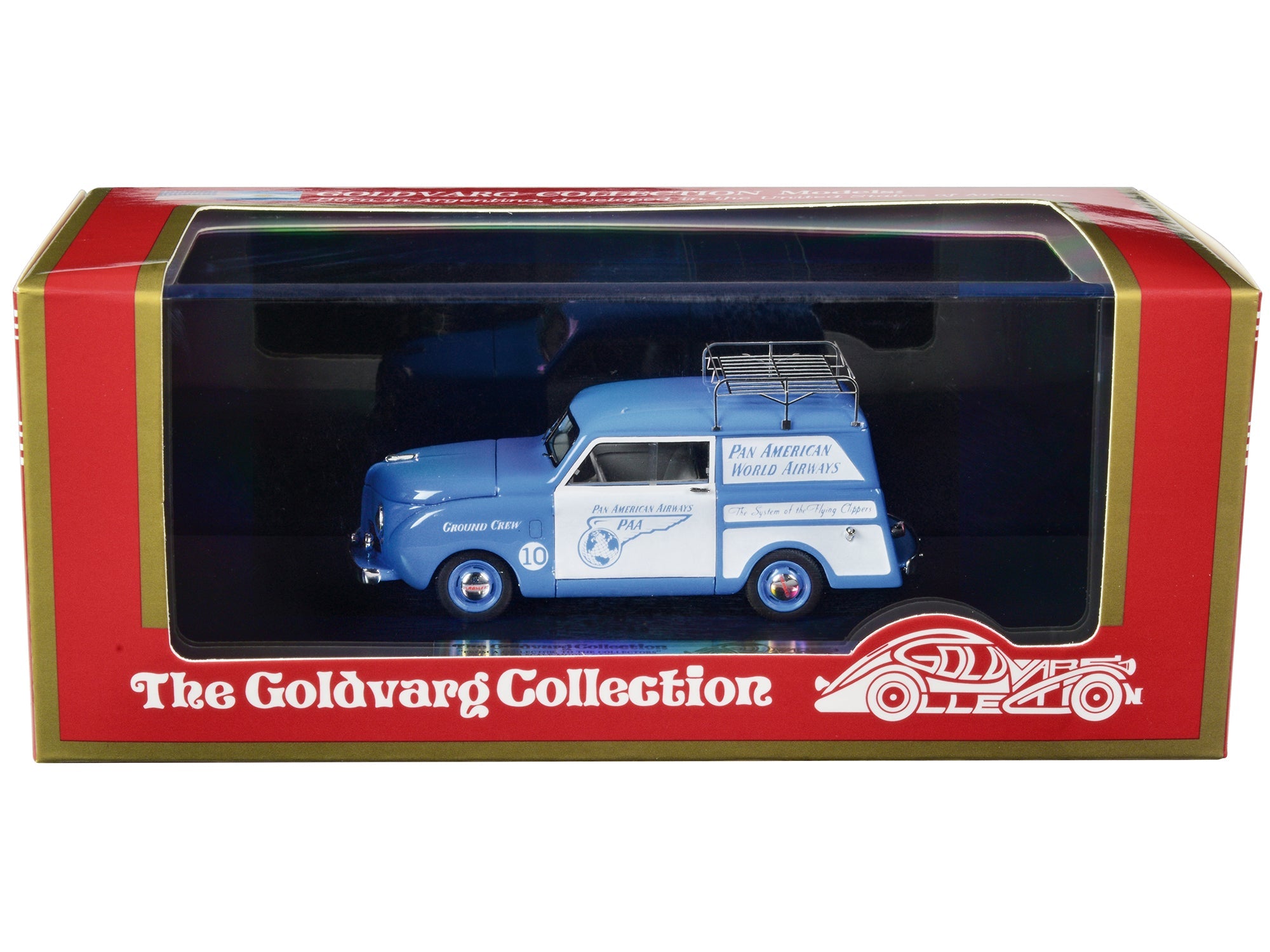 1948 Crosley Station Wagon Blue and White "Pan American Airways Ground Crew" with Roof Rack Limited Edition to 240 pieces Worldwide 1/43 Model Car by Goldvarg Collection free shipping USA - Rapid Vehicles