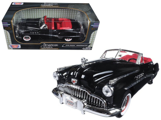 1949 Buick Roadmaster Black with Red Interior 1/18 Diecast Model Car by Motormax free shipping USA - Rapid Vehicles