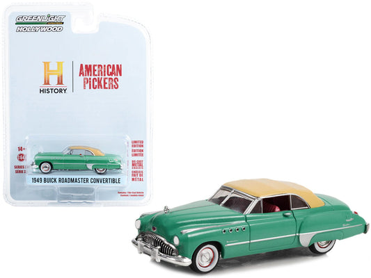 1949 Buick Roadmaster Convertible Green with Tan Soft Top "American Pickers" (2010 - Current) TV Series "Hollywood Series" Release 37 1/64 Diecast Model Car by Greenlight free shipping USA - Rapid Vehicles