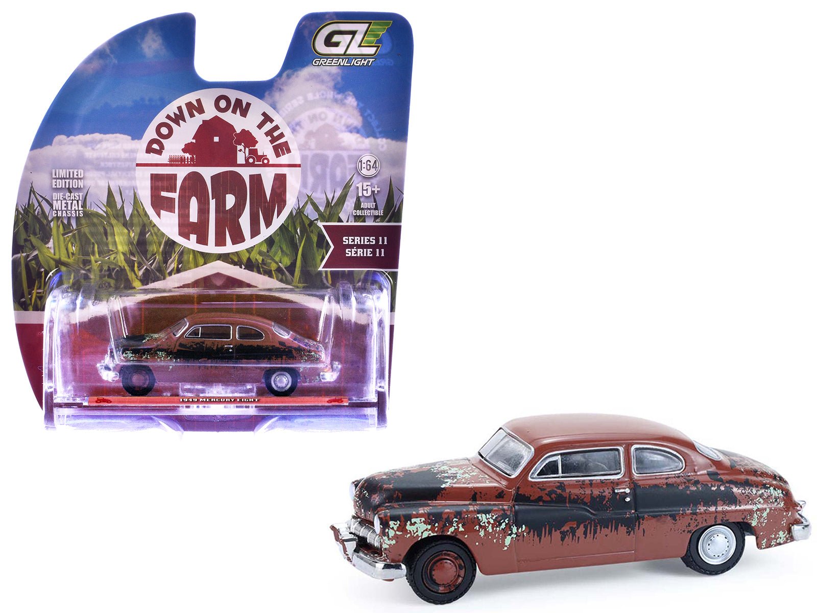 1949 Mercury Eight "Barn Find" Brown (Rusted) "Down on the Farm" Series 11 1/64 Diecast Model by Greenlight free shipping USA - Rapid Vehicles