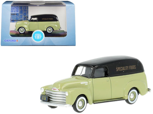 1950 Chevrolet Panel Van "Speciality Foods" Light Green and Black 1/87 (HO) Scale Diecast Model Car by Oxford Diecast free shipping USA - Rapid Vehicles