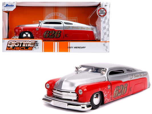 1951 Mercury Silver and Red 626 "Holley" "Bomber Bros Special" "Bigtime Muscle" 1/24 Diecast Model Car by Jada free shipping USA - Rapid Vehicles