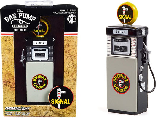 1951 Wayne 505 Gas Pump "Signal Gasoline" Black and Gray "Vintage Gas Pumps" Series 10 1/18 Diecast Model by Greenlight free shipping USA - Rapid Vehicles