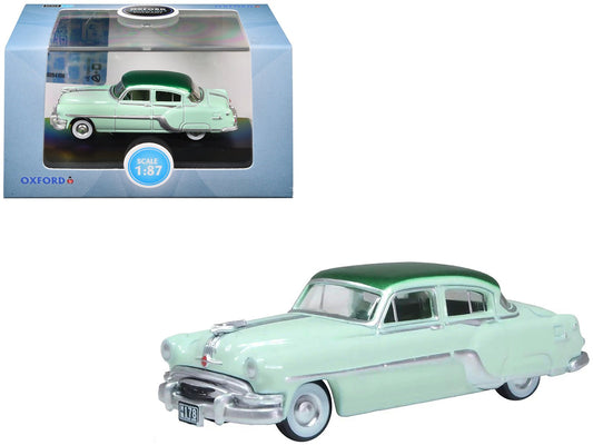 1954 Pontiac Chieftain 4 Door Shannon Green with Brookmere Green Top 1/87 (HO) Scale Diecast Model Car by Oxford Diecast free shipping USA - Rapid Vehicles