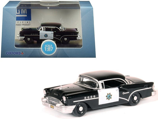 1955 Buick Century "California Highway Patrol" (CHP) Black 1/87 (HO) Scale Diecast Model Car by Oxford Diecast free shipping USA - Rapid Vehicles