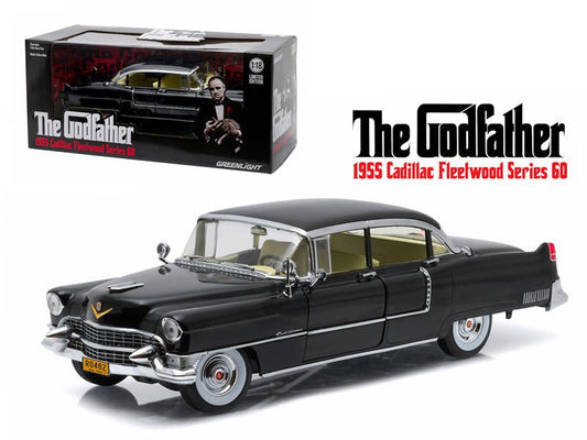 1955 Cadillac Fleetwood Series 60 Special Black "The Godfather" (1972) Movie 1/18 Diecast Model Car by Greenlight free shipping USA - Rapid Vehicles