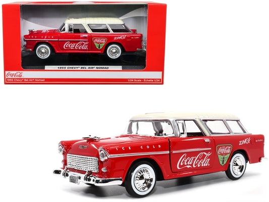 1955 Chevrolet Bel Air Nomad Red with White Top "Coca - Cola" 1/24 Diecast Model Car by Motor City Classics free shipping USA - Rapid Vehicles