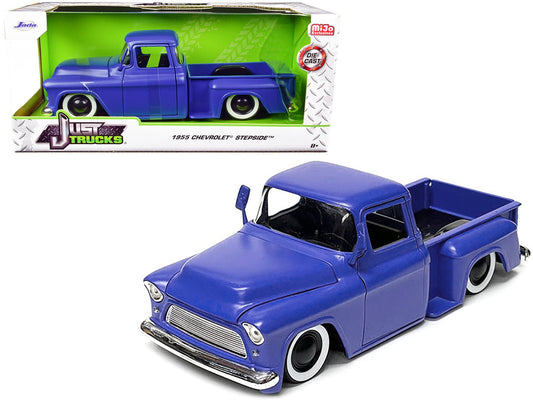 1955 Chevrolet Stepside Pickup Truck Matt Blue "Just Trucks" Series 1/24 Diecast Model Car by Jada free shipping USA - Rapid Vehicles