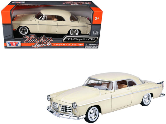 1955 Chrysler C300 Cream "Timeless Legends" Series 1/24 Diecast Model Car by Motormax free shipping USA - Rapid Vehicles