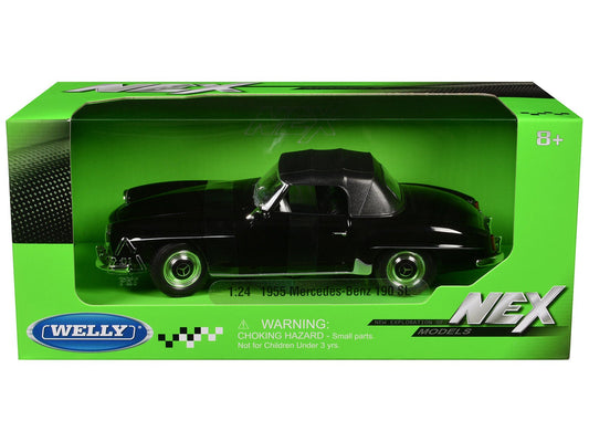 1955 Mercedes - Benz 190 SL (Closed Roof) Black "NEX Models" Series 1/24 Diecast Model Car by Welly free shipping USA - Rapid Vehicles
