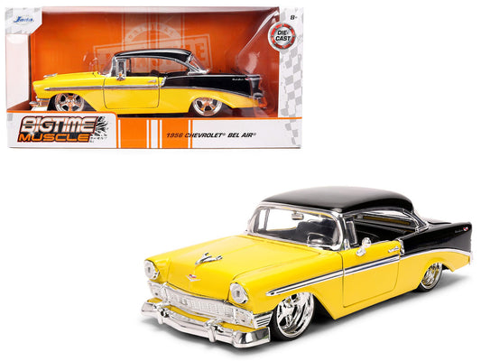1956 Chevrolet Bel Air Yellow and Black "Bigtime Muscle" Series 1/24 Diecast Model Car by Jada free shipping USA - Rapid Vehicles