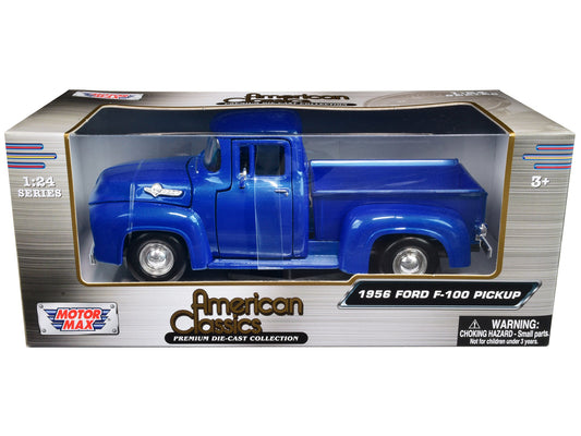 1956 Ford F - 100 Pickup Truck Blue Metallic "American Classics" Series 1/24 Diecast Model Car by Motormax free shipping USA - Rapid Vehicles