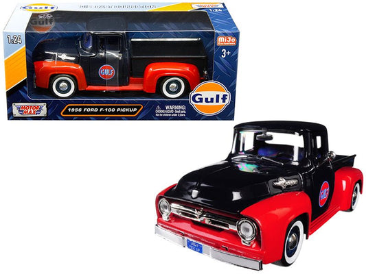 1956 Ford F-100 Pickup Truck "Gulf" Dark Blue and Red 1/24 Diecast Model Car by Motormax free shipping USA - Rapid Vehicles