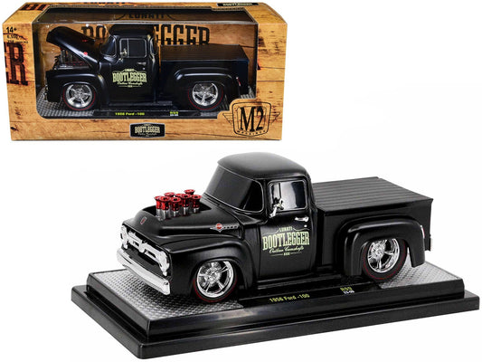 1956 Ford F - 100 Pickup Truck Matt Black "Lunati Bootlegger" Limited Edition to 6550 pieces Worldwide 1/24 Diecast Model Car by M2 Machines free shipping USA - Rapid Vehicles