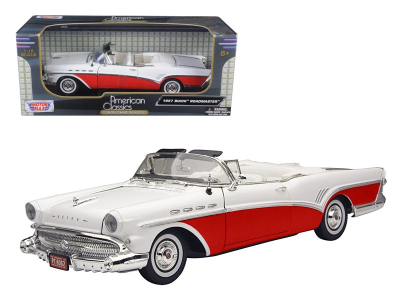1957 Buick Roadmaster Convertible Red 1/18 Diecast Model Car by Motormax free shipping USA - Rapid Vehicles