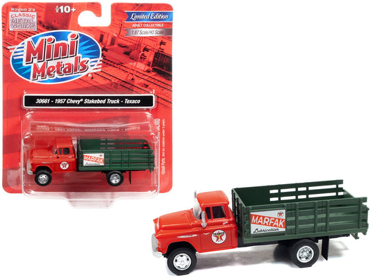 1957 Chevrolet Stakebed Truck Red "Texaco - Marfak Lubrication" 1/87 (HO) Scale Model Car by Classic Metal Works free shipping USA - Rapid Vehicles