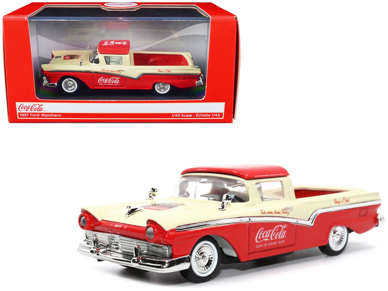1957 Ford Ranchero "Coca - Cola" Red and Cream 1/43 Diecast Model Car by Motor City Classics free shipping USA - Rapid Vehicles
