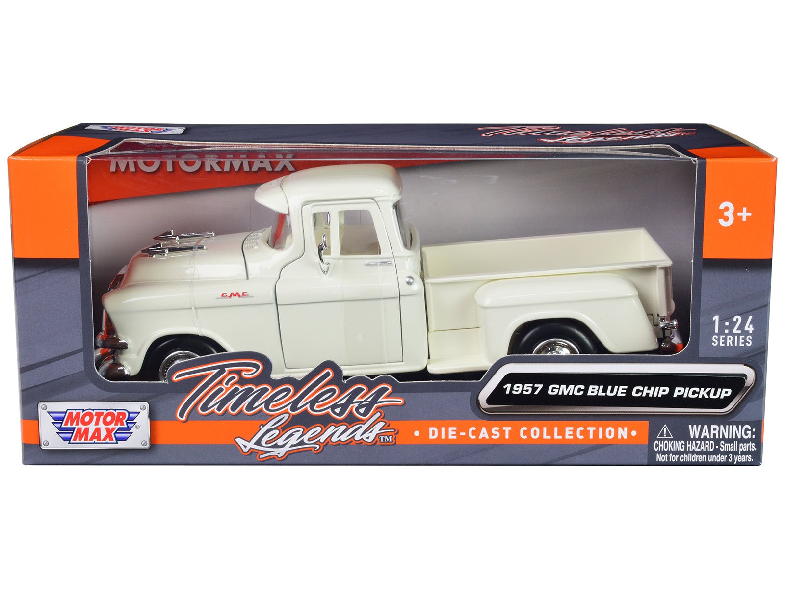 1957 GMC Blue Chip Pickup Truck White "Timeless Legends" Series 1/24 Diecast Model Car by Motormax free shipping USA - Rapid Vehicles