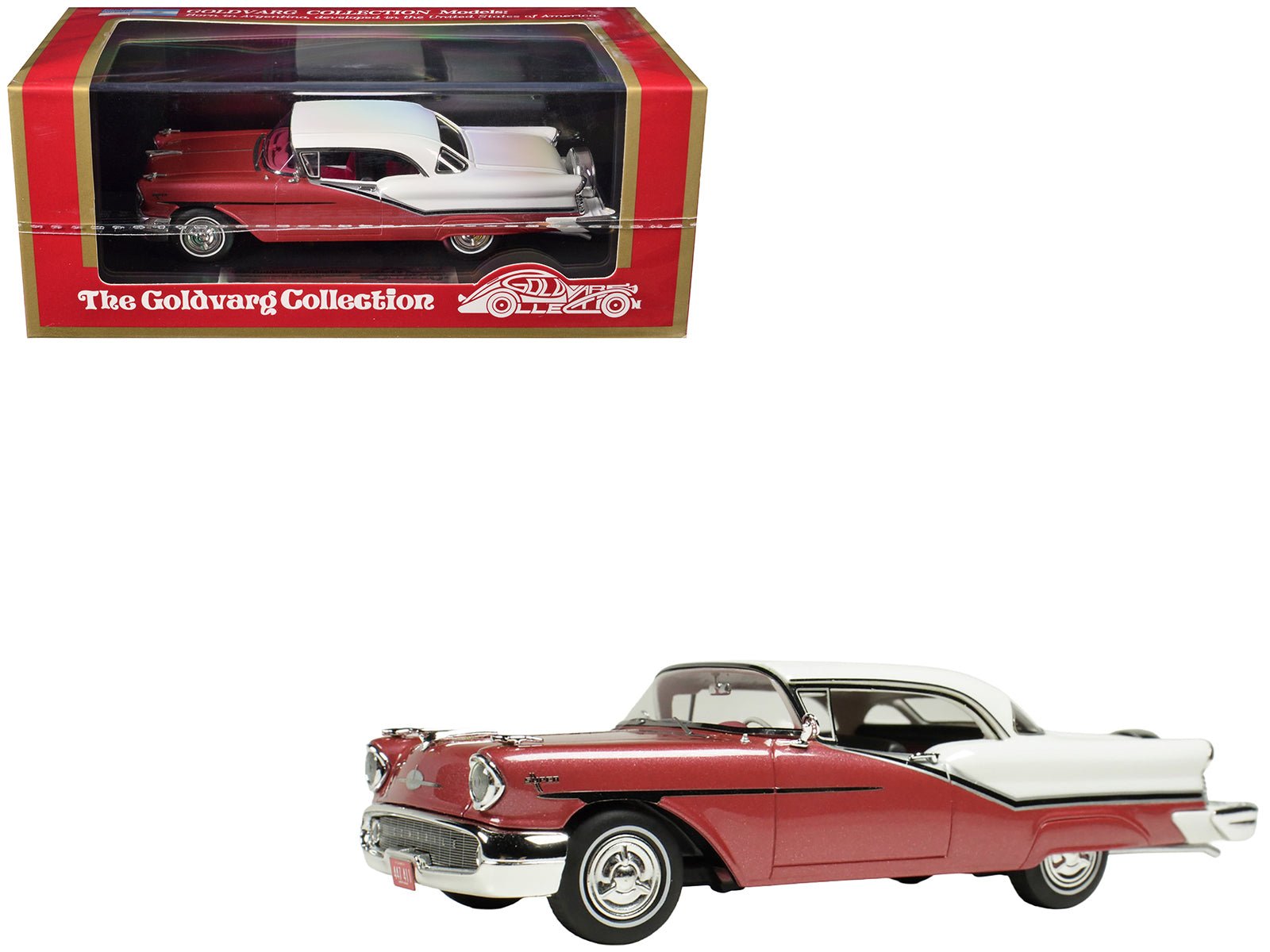 1957 Oldsmobile Starfire Royal Glow Red and Alcan White Limited Edition to 200 pieces Worldwide 1/43 Model Car by Goldvarg Collection free shipping USA - Rapid Vehicles