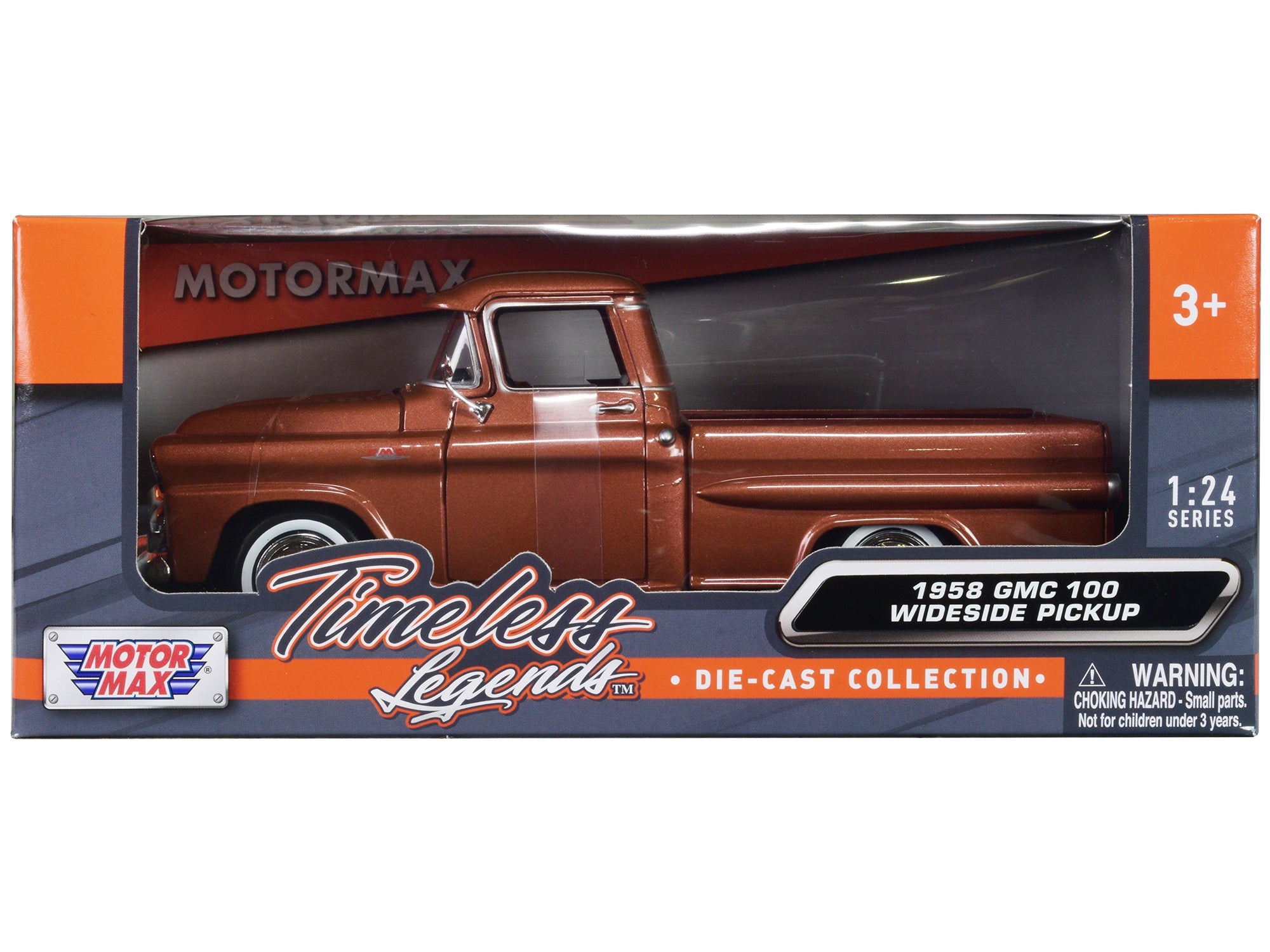 1958 GMC 100 Wideside Pickup Truck Brown Metallic "Timeless Legends" Series 1/24 Diecast Model Car by Motormax free shipping USA - Rapid Vehicles