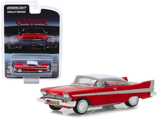 1958 Plymouth Fury Red with White Top "Christine" (1983) Movie "Hollywood Series" Release 23 1/64 Diecast Model Car by Greenlight free shipping USA - Rapid Vehicles