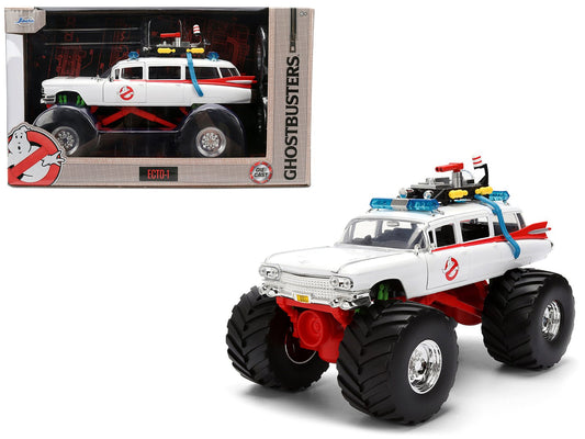 1959 Cadillac Ambulance Ecto - 1 "Ghostbusters" (1984) Movie Monster Truck Version "Hollywood Rides" Series 1/24 Diecast Model Car by Jada free shipping USA - Rapid Vehicles