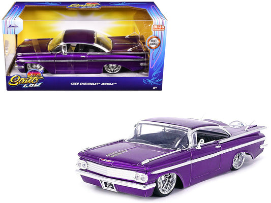 1959 Chevrolet Impala Lowrider Candy Purple with DUB Wire Wheels "Street Low" Series 1/24 Diecast Model Car by Jada free shipping USA - Rapid Vehicles