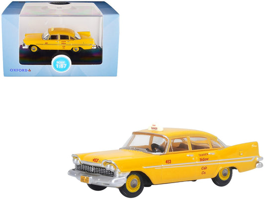 1959 Plymouth Belvedere Taxi Yellow "Tanner Yellow Cab Co." 1/87 (HO) Scale Diecast Model Car by Oxford Diecast free shipping USA - Rapid Vehicles