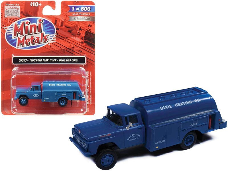 1960 Ford Tank Truck "Dixie Gas Corp." Blue 1/87 (HO) Scale Model by Classic Metal Works free shipping USA - Rapid Vehicles