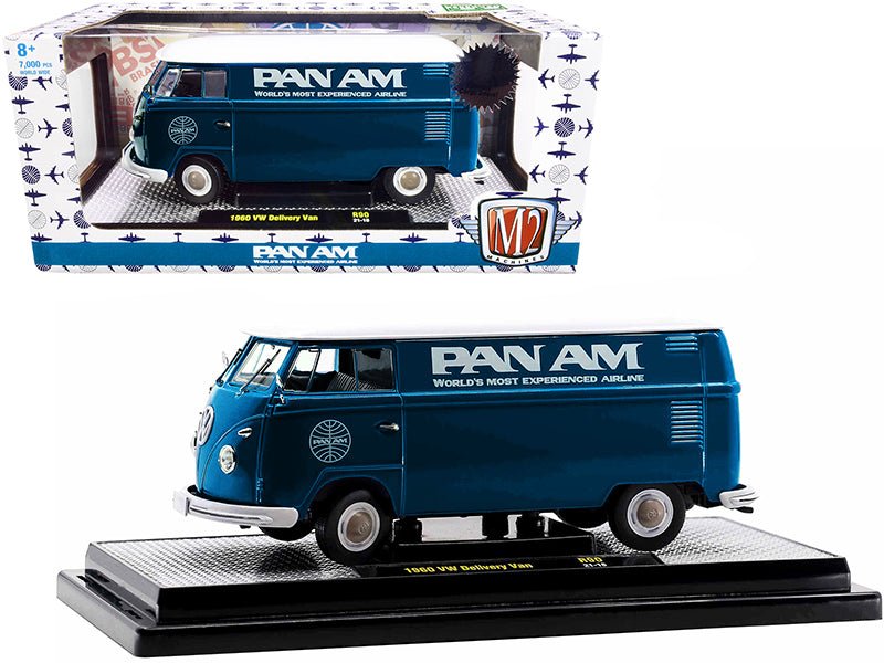 1960 Volkswagen Delivery Van "Pan Am" Turquoise with White Top Limited Edition to 7000 pieces Worldwide 1/24 Diecast Model by M2 Machines free shipping USA - Rapid Vehicles