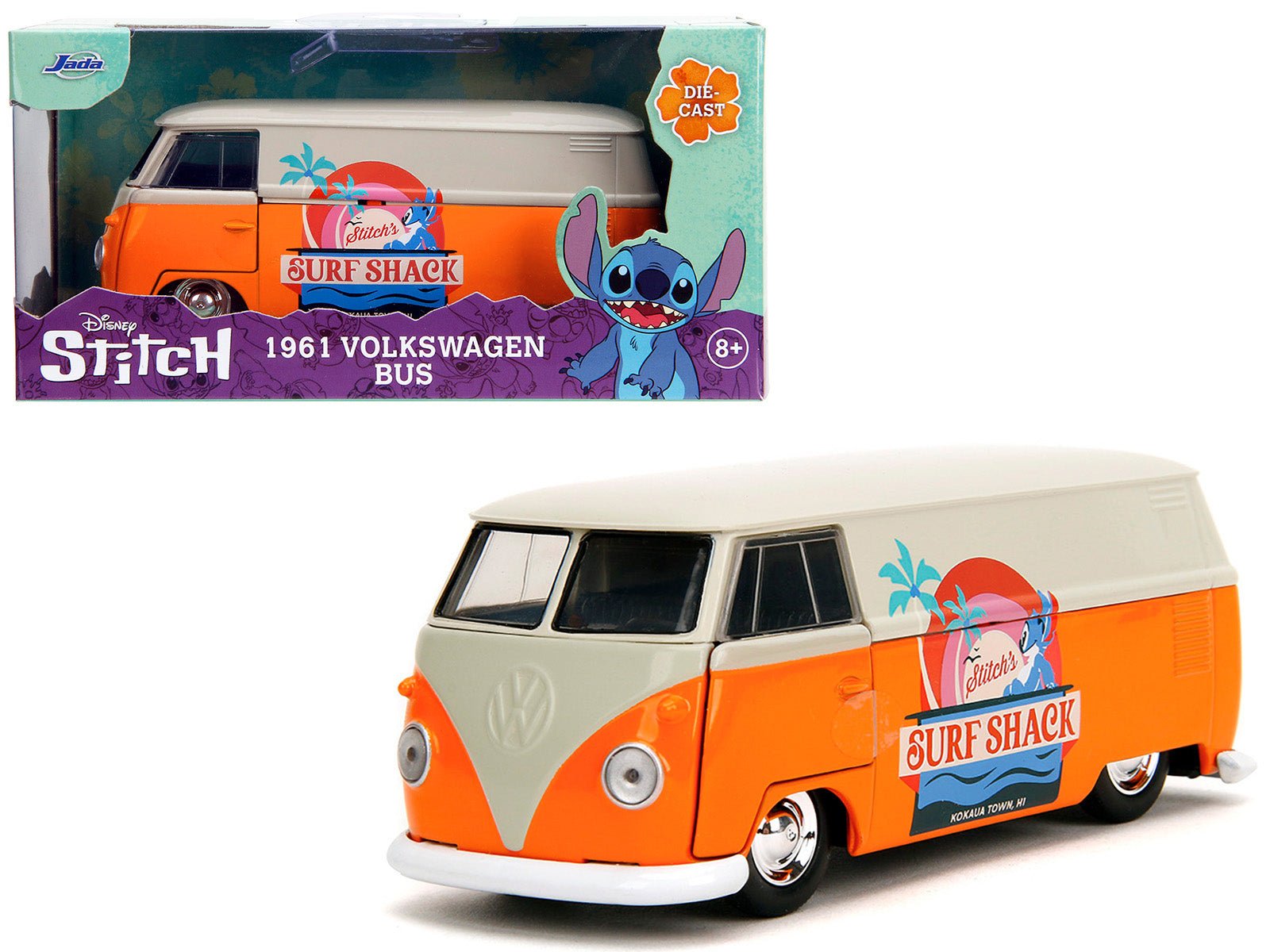 1961 Volkswagen Bus "Stitch's Surf Shack" Orange and Gray "Disney's Stitch" "Hollywood Rides" Series 1/32 Diecast Model Car by Jada free shipping USA - Rapid Vehicles