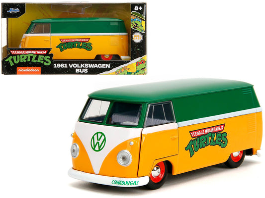 1961 Volkswagen Bus "Teenage Mutant Ninja Turtles" Green and Yellow with White Interior "Hollywood Rides" Series 1/32 Diecast Model Car by Jada free shipping USA - Rapid Vehicles