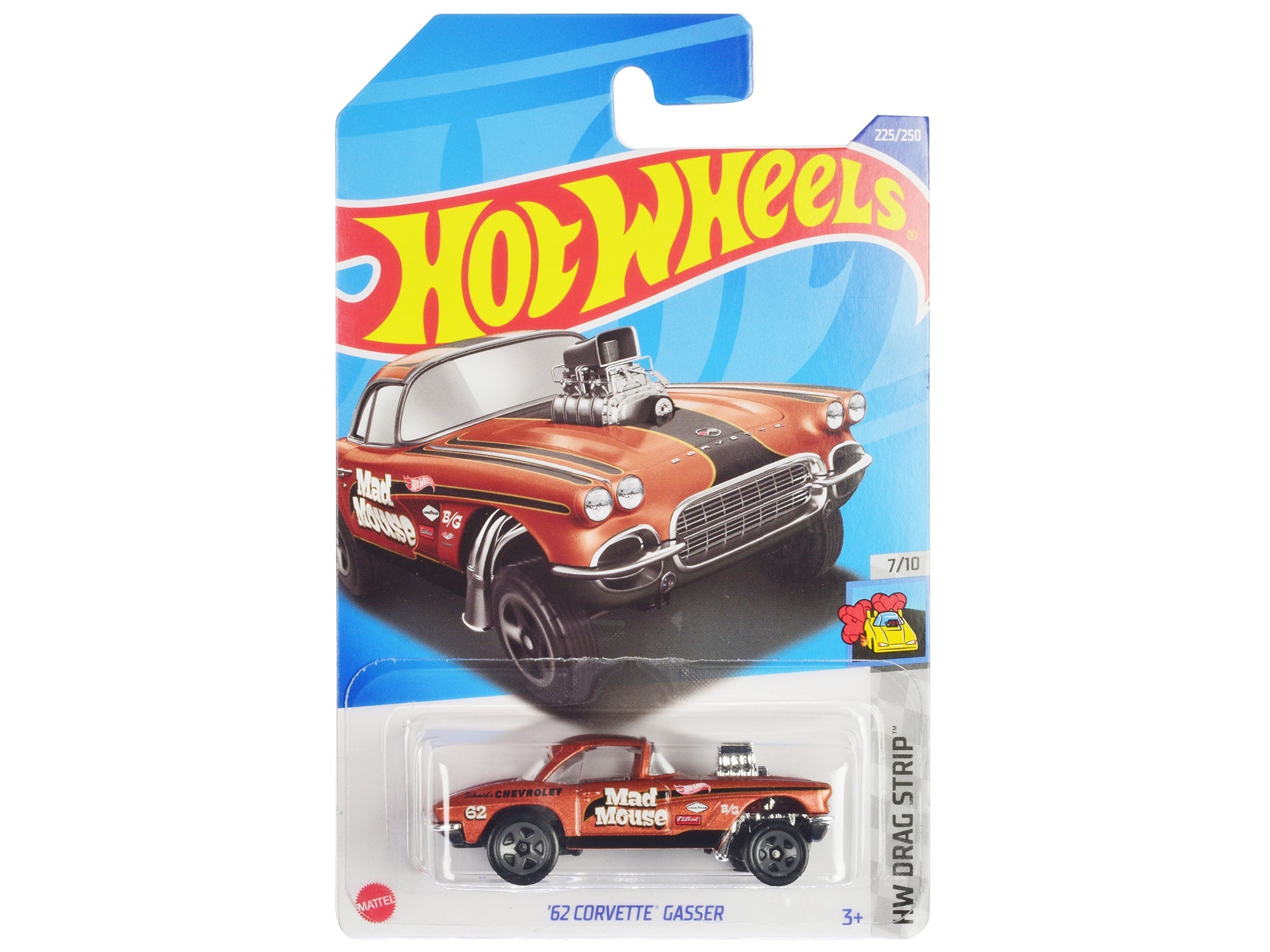 1962 Chevrolet Corvette Gasser "Mad Mouse" Copper Metallic with Black Stripes "HW Drag Strip" Series Diecast Model Car by Hot Wheels free shipping USA - Rapid Vehicles