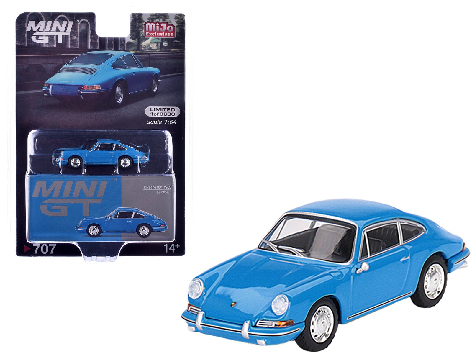 1963 Porsche 901 Blue "Quickblau" Limited Edition to 3600 pieces Worldwide 1/64 Diecast Model Car by Mini GT free shipping USA - Rapid Vehicles