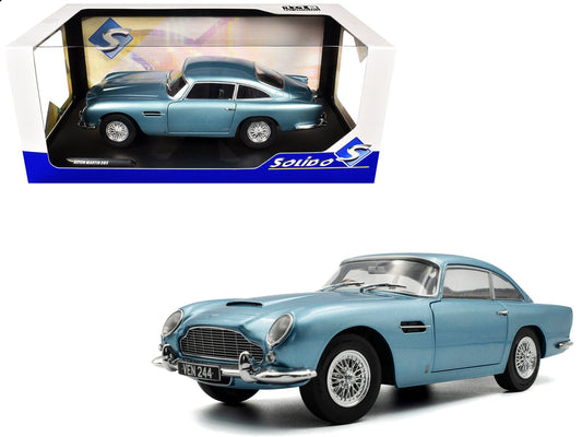 1964 Aston Martin DB5 RHD (Right Hand Drive) Light Blue Metallic 1/18 Diecast Model Car by Solido free shipping USA - Rapid Vehicles