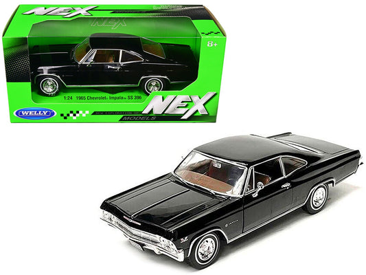 1965 Chevrolet Impala SS 396 Black with Brown Interior "NEX Models" 1/24 Diecast Model Car by Welly free shipping USA - Rapid Vehicles