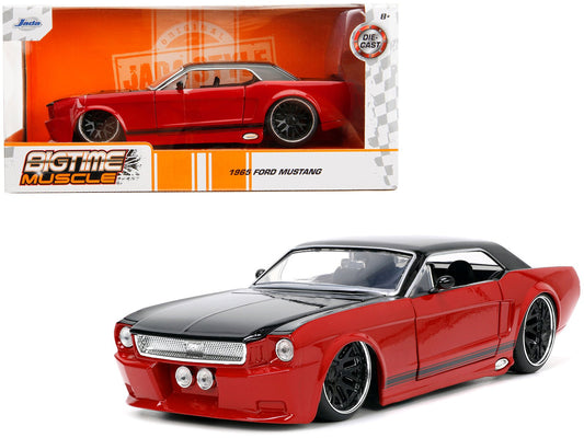 1965 Ford Mustang Custom Red and Black "Bigtime Muscle" Series 1/24 Diecast Model Car by Jada free shipping USA - Rapid Vehicles
