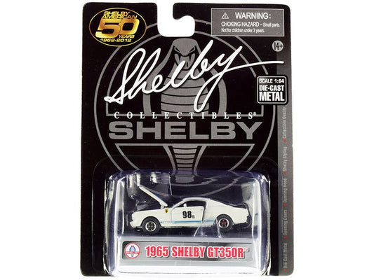 1965 Ford Mustang Shelby GT350R 98B "Terlingua Racing Team" White with Blue Stripes "Shelby American 50 Years" (1962-2012) 1/64 Diecast Model Car by Shelby Collectibles free shipping USA - Rapid Vehicles