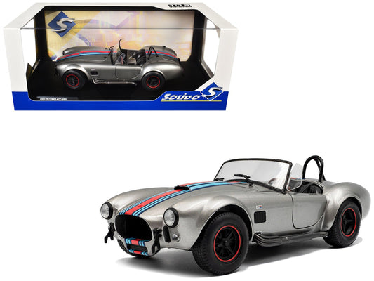 1965 Shelby Cobra 427 MKII "Solido Works M Racing Tribute" Gray Metallic with Stripes 1/18 Diecast Model Car by Solido free shipping USA - Rapid Vehicles