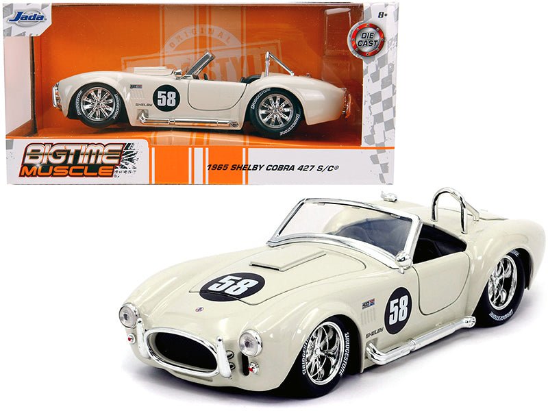 1965 Shelby Cobra 427 S/C 58 Cream "Bigtime Muscle" 1/24 Diecast Model Car by Jada free shipping USA - Rapid Vehicles