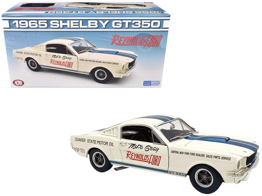 1965 Shelby GT350 "Reynolds Ford" White with Blue Stripes Limited Edition to 204 pieces Worldwide 1/18 Diecast Model Car by ACME free shipping USA - Rapid Vehicles