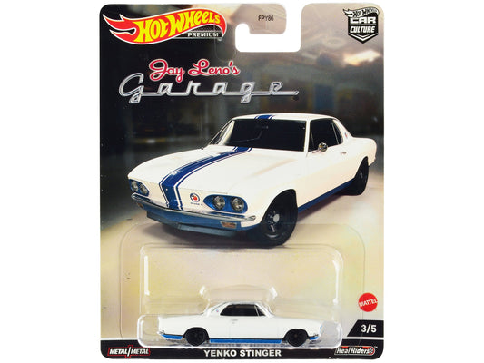 1966 Chevrolet Corvair Yenko Stinger White with Blue Stripes "Jay Leno’s Garage" Diecast Model Car by Hot Wheels free shipping USA - Rapid Vehicles