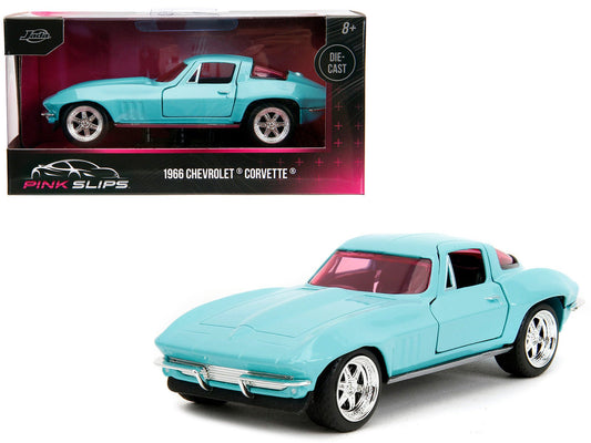 1966 Chevrolet Corvette Light Blue with Pink Tinted Windows "Pink Slips" Series 1/32 Diecast Model Car by Jada free shipping USA - Rapid Vehicles