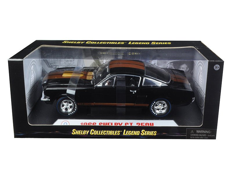 1966 Ford Mustang Shelby GT 350 "Hertz" Black with Gold Stripes and Racing Wheels 1/18 Diecast Model Car by Shelby Collectibles free shipping USA - Rapid Vehicles
