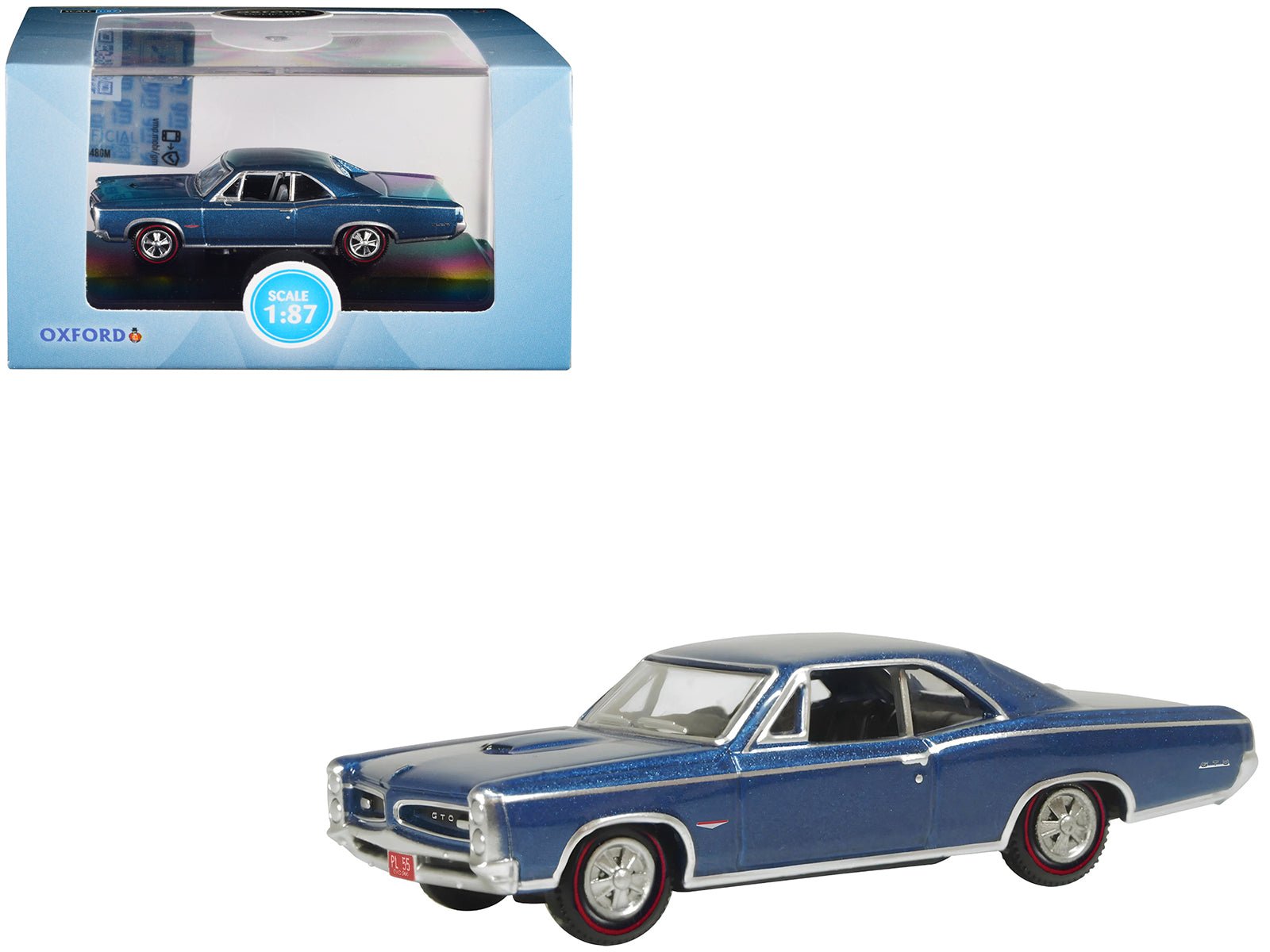 1966 Pontiac GTO Fontaine Blue Metallic 1/87 (HO) Scale Diecast Model Car by Oxford Diecast free shipping USA - Rapid Vehicles