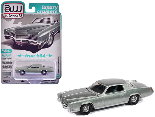 1967 Cadillac Eldorado Crystal Firemist Metallic with Green Interior "Luxury Cruisers" Series 1/64 Diecast Model Car by Auto World free shipping USA - Rapid Vehicles