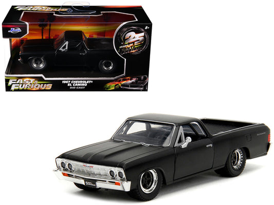 1967 Chevrolet El Camino Matt Black "Fast & Furious" Series 1/32 Diecast Model Car by Jada free shipping USA - Rapid Vehicles