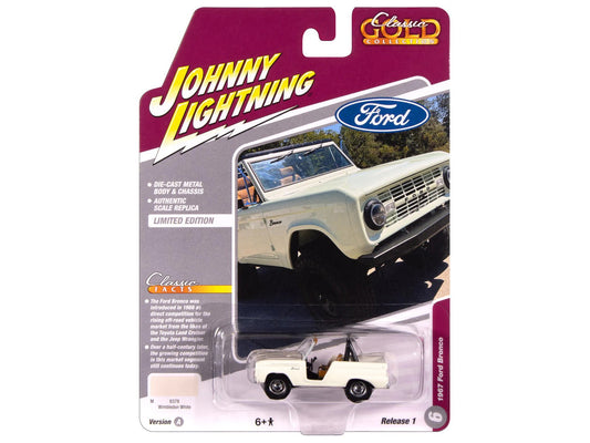 1967 Ford Bronco Wimbledon White "Classic Gold Collection" 1/64 Diecast Model Car by Johnny Lightning free shipping USA - Rapid Vehicles