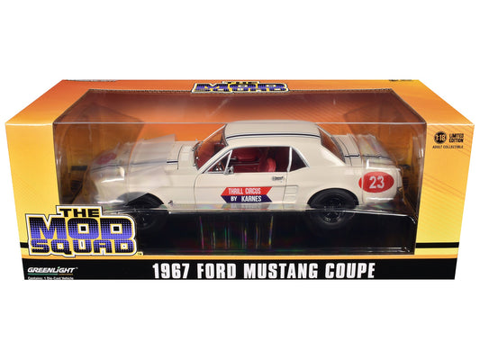 1967 Ford Mustang Coupe 23 "Thrill Circus By Karnes" White 1/18 Diecast Model Car by Greenlight free shipping USA - Rapid Vehicles